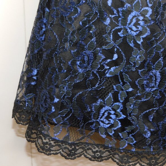 Gunne Sax Vintage Strapless Blue Black Rose Lace Dress | Whimsigoth | VGUC | M/9 - Picture 9 of 11